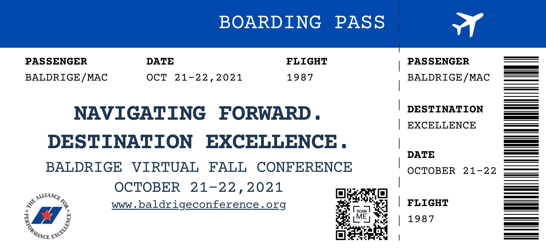 2021 Baldrige Conference — Navigating Forward. Destination Excellence.